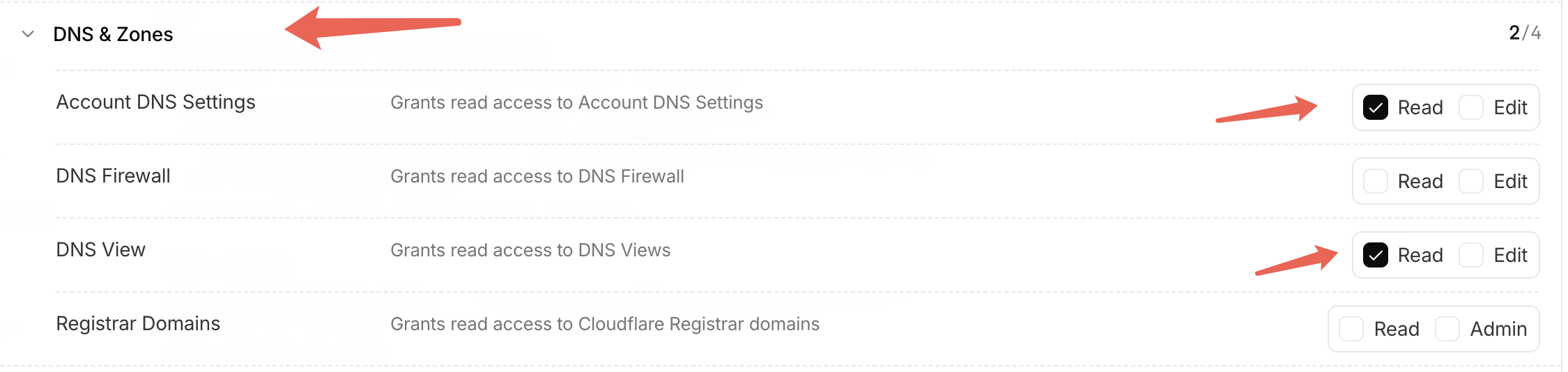 勾選 DNS 相關 Read 權限